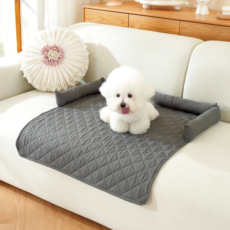 The gray colourway of the dog bed cover with neck pillow
