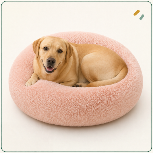 Bright Pink Plush Donut Dog Bed