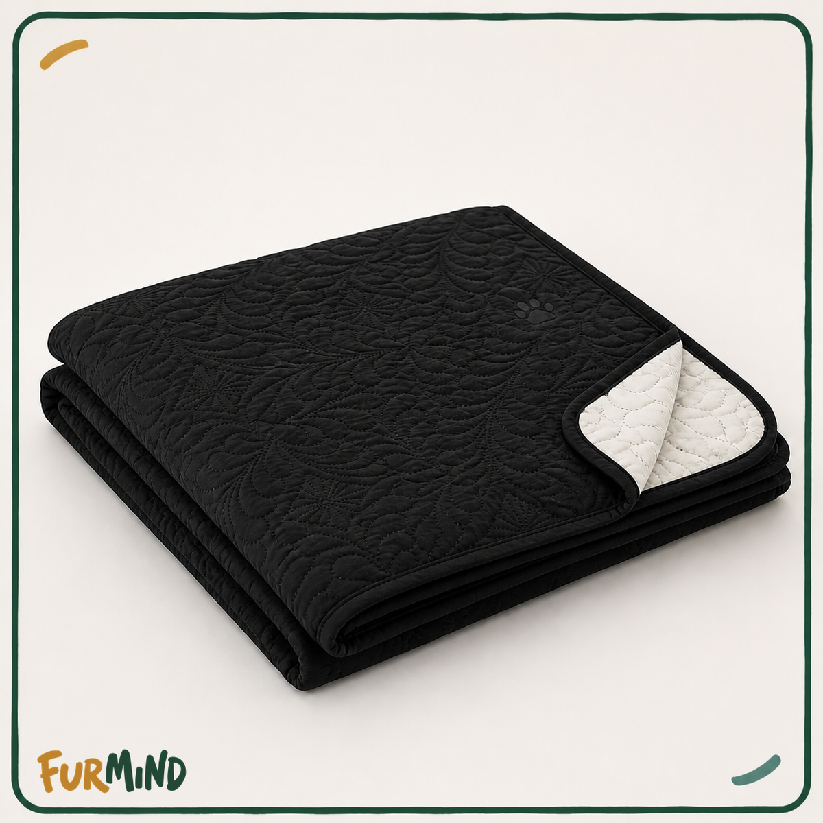 Black reversible floral-quilt furniture protector