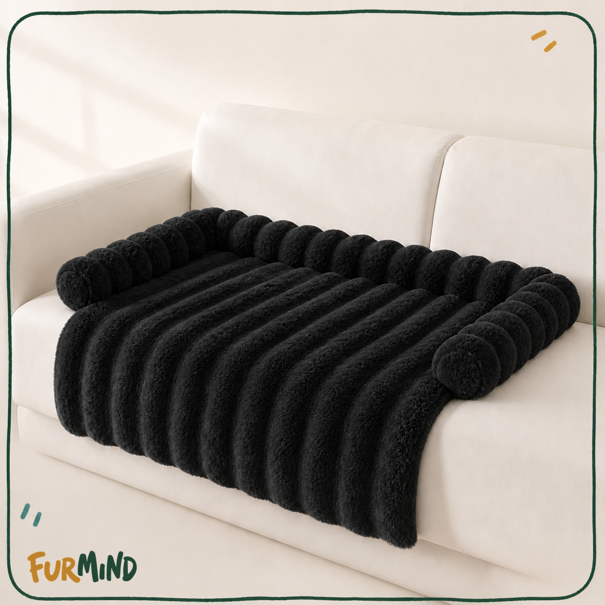 Black plush sofa dog bed