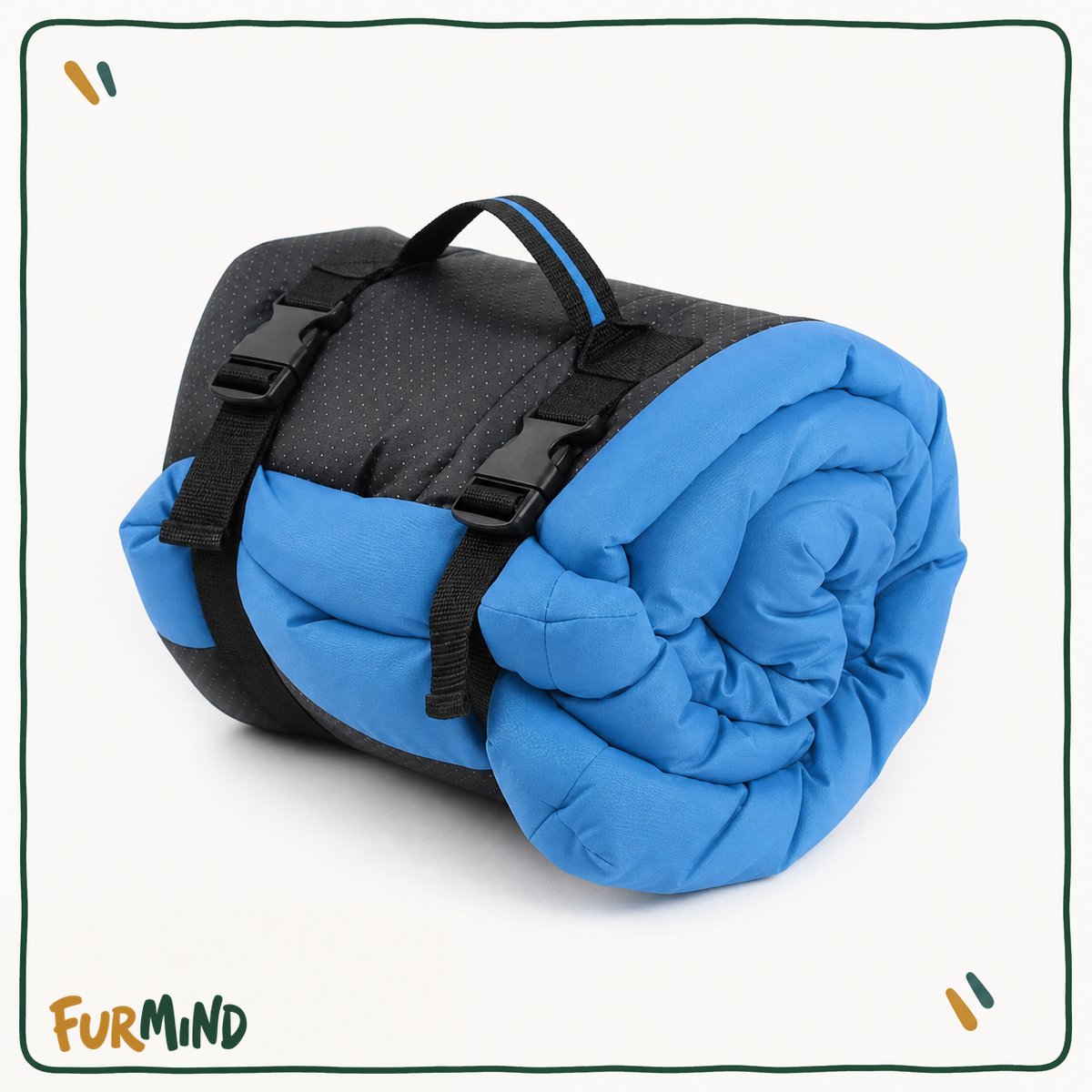 Blue roll-up thin travel dog mat
