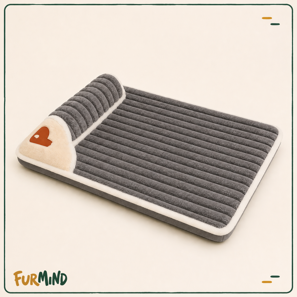 Dark Gray one-end ribbed bolster pet mat