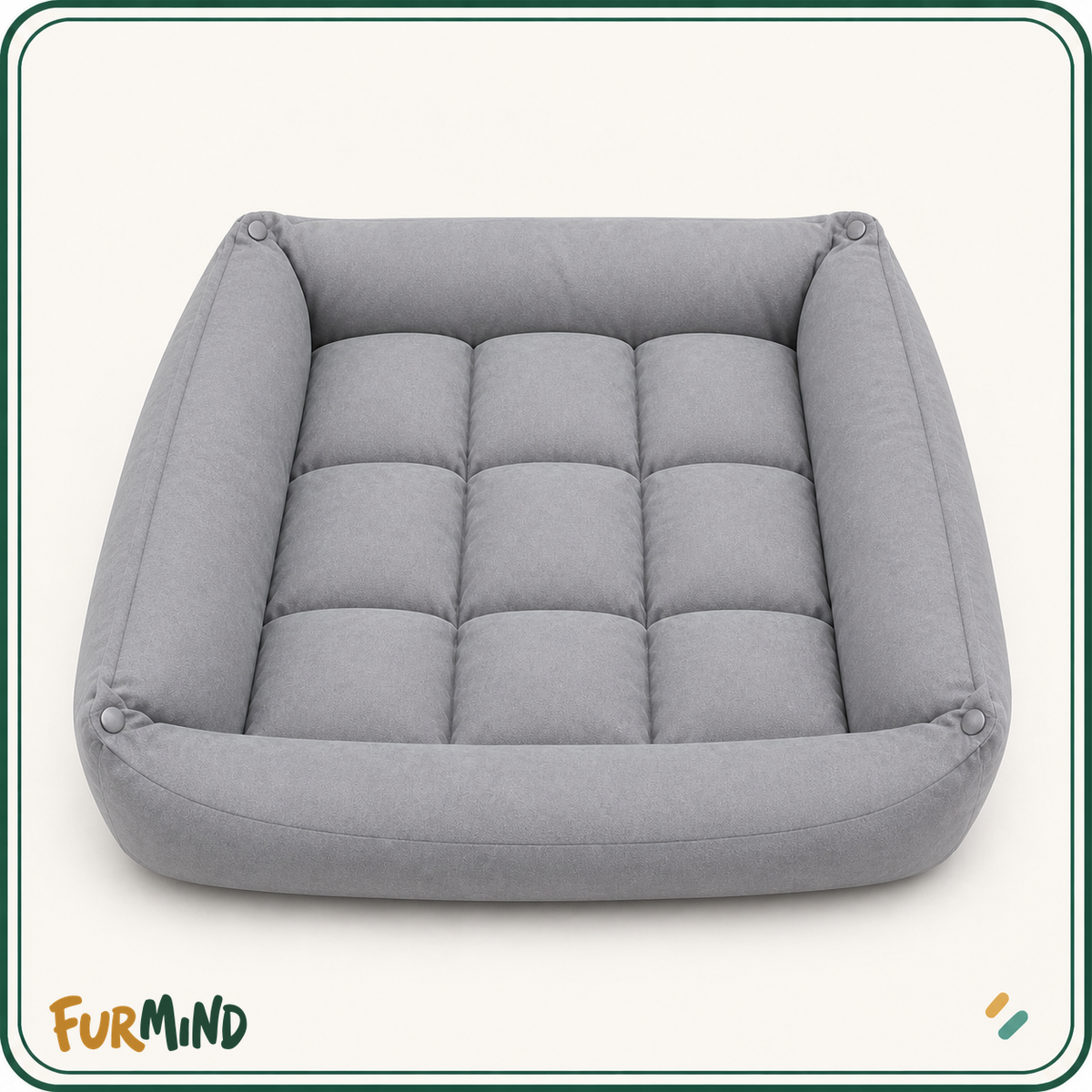Gray snap-convertible tufted pet sofa mat