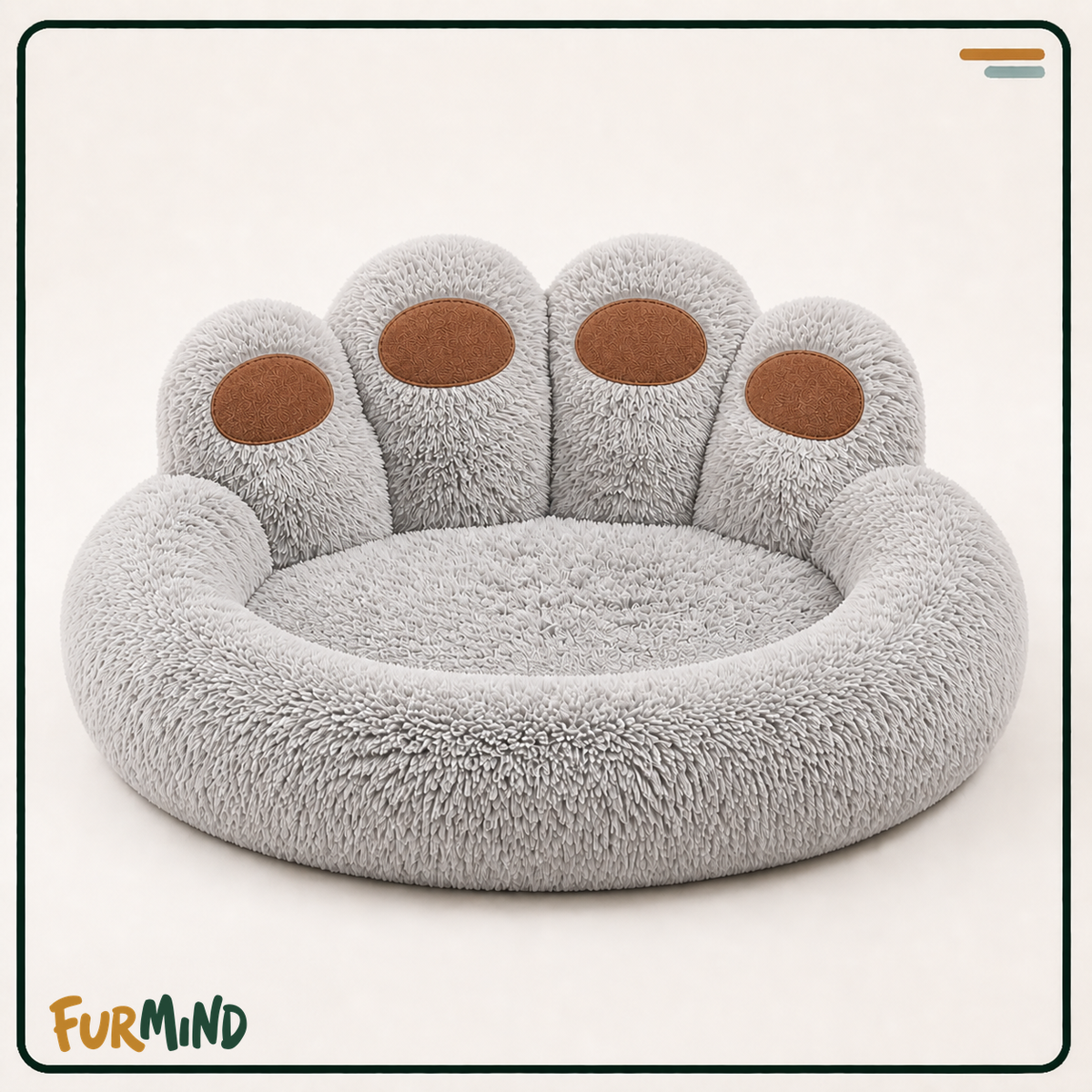 Light Gray fluffy dog basket bed