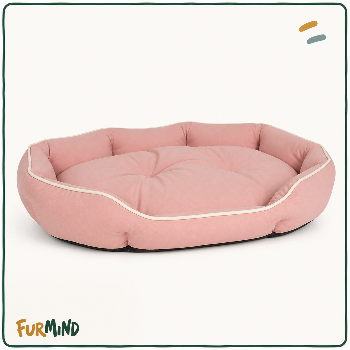 Pink scalloped-piping tufted dog sofa bed