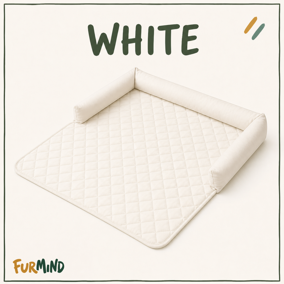 White three-sided bolster sofa mat