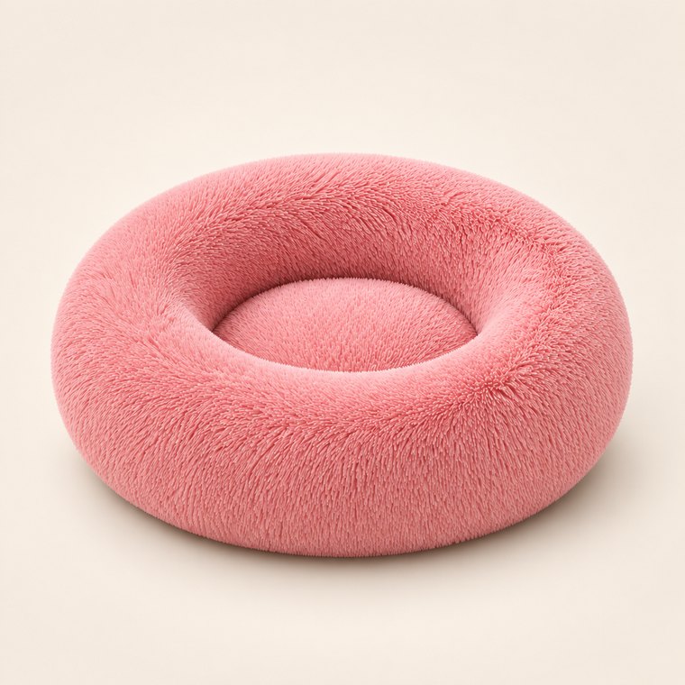 Long-Pile Donut Dog Bed