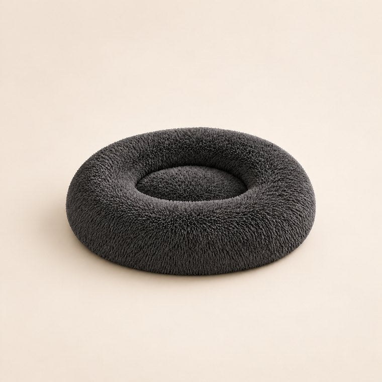 Shaggy Plush Donut Dog Bed