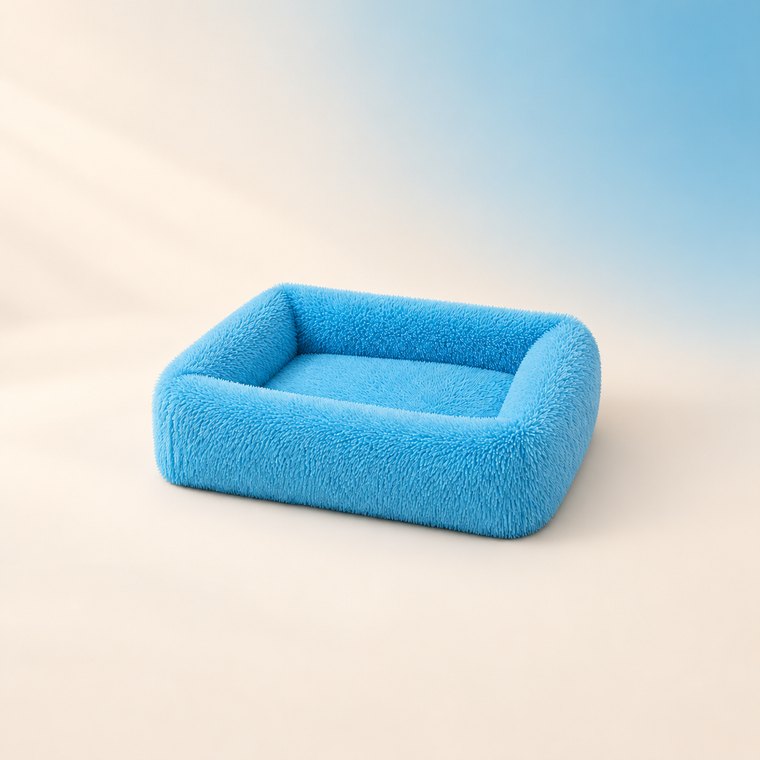 Shaggy Plush Square Dog Bed