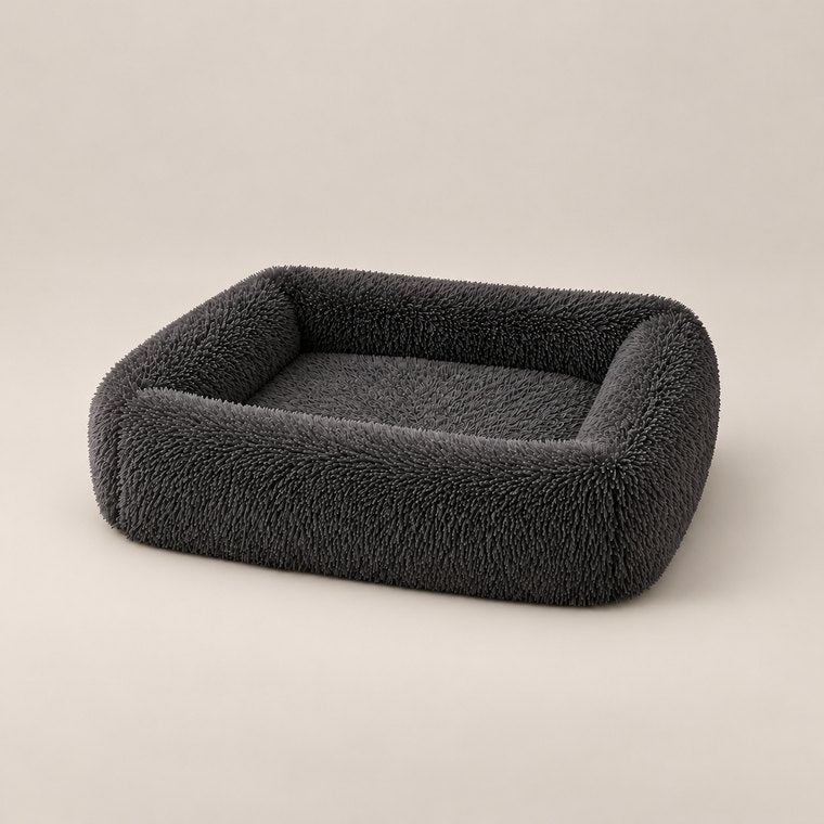 Shaggy Plush Square Dog Bed