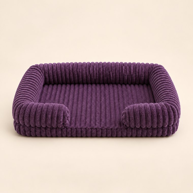 Waterproof Corduroy Sofa Dog Bed in Purple