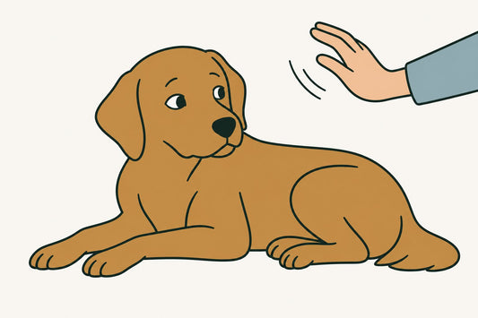 A dog looking sideways with the white of one eye showing