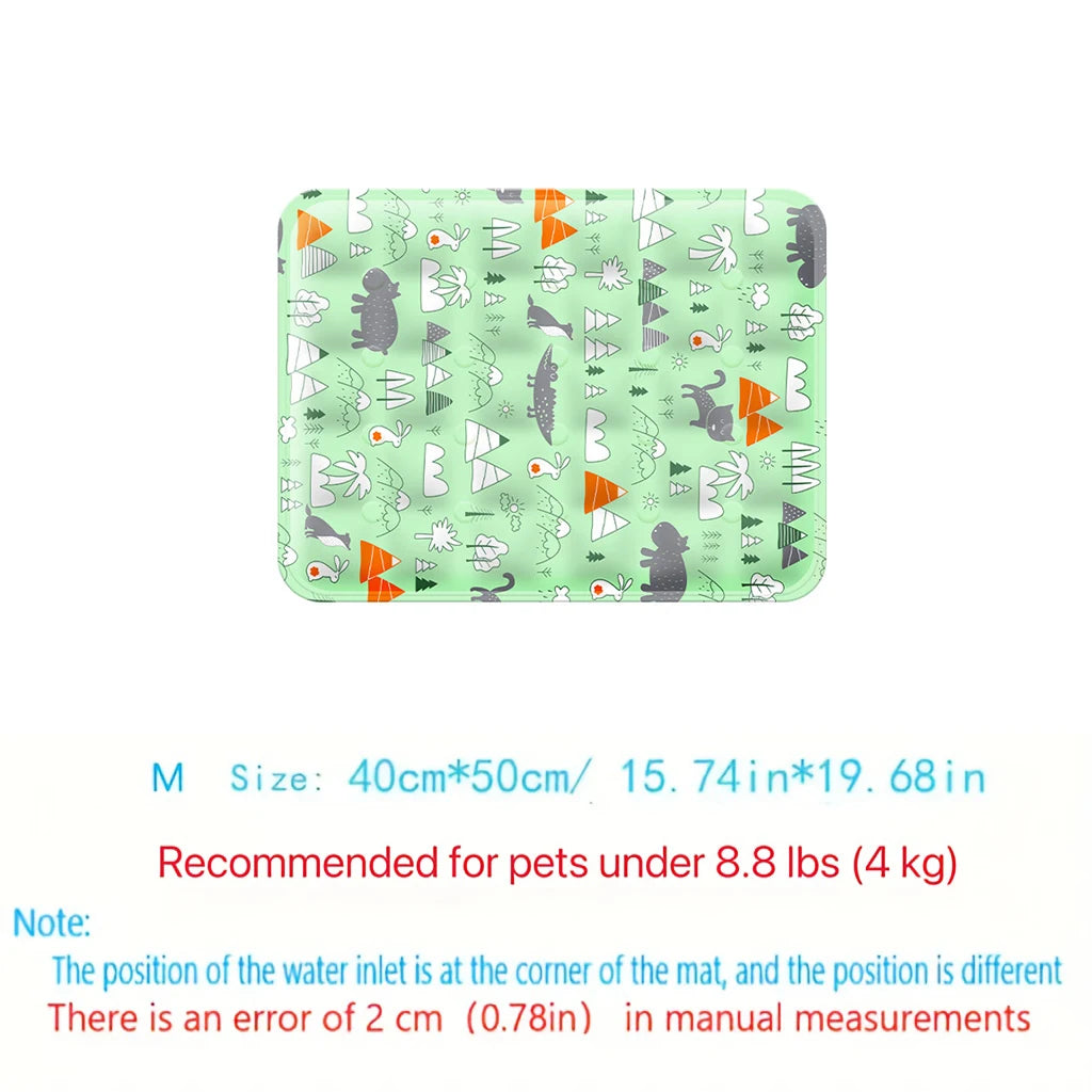 A flat cooling mat for a dog