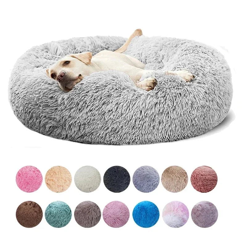 A dusty pink warming plush donut dog bed — supplier photograph 2 of 20