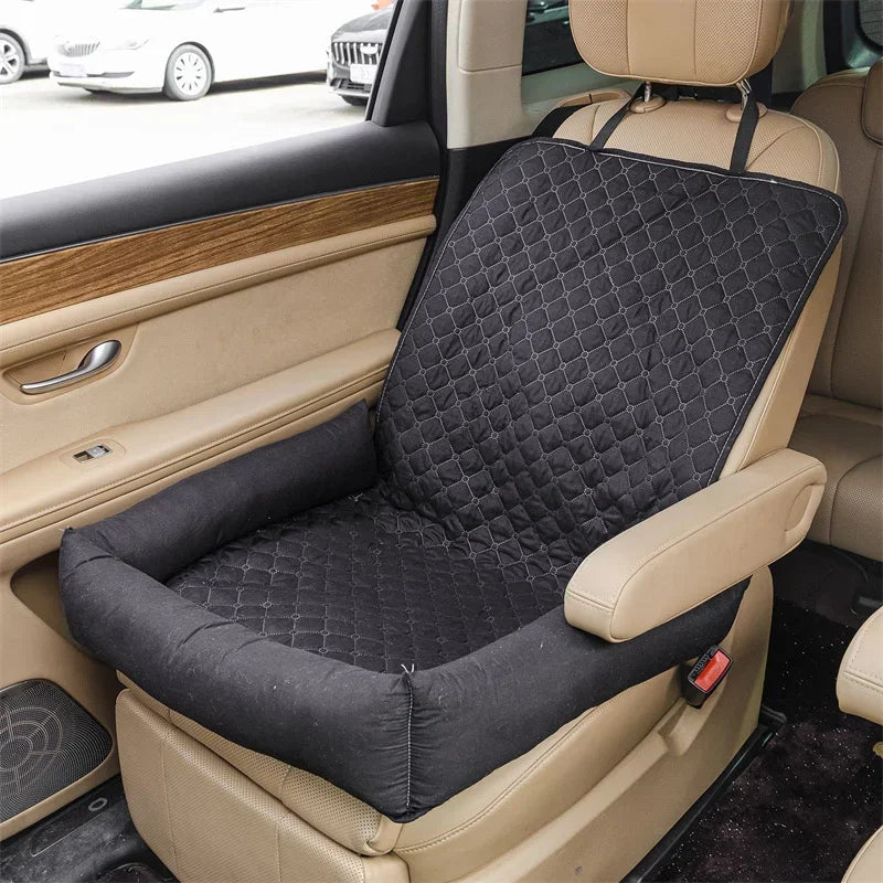 A burgundy waterproof quilted car seat cover for dogs — supplier photograph 8 of 12