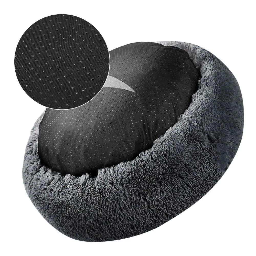A light frosted plush donut dog bed — supplier photograph 5 of 16