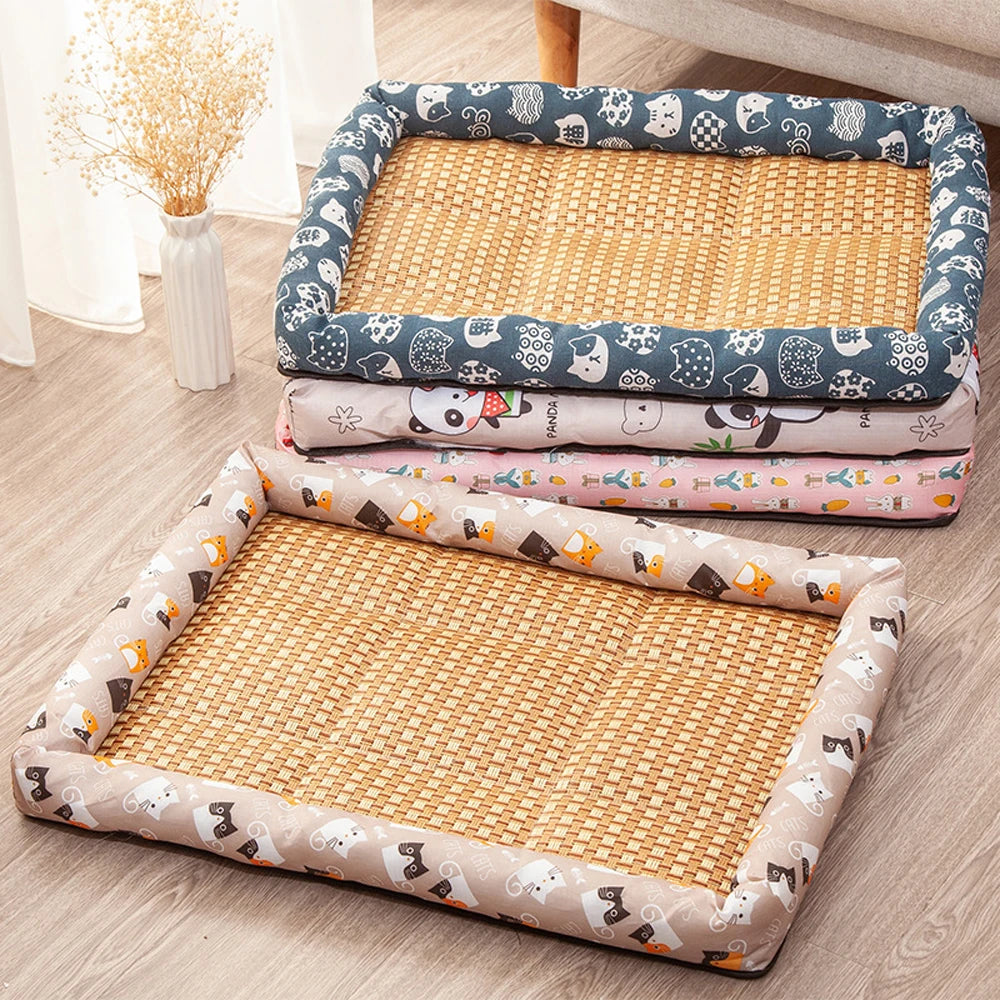 A cooling woven rattan bolster dog bed — supplier photograph 4 of 13