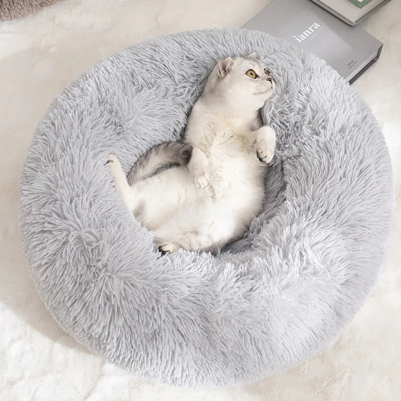 A light frosted plush donut dog bed — supplier photograph 4 of 16