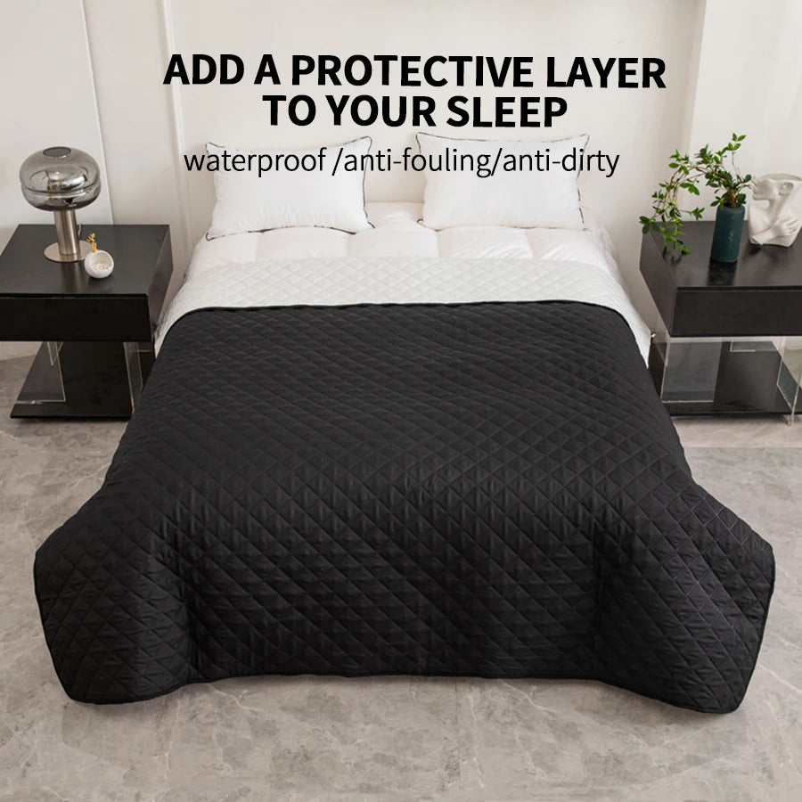 A waterproof quilted bed cover for dogs