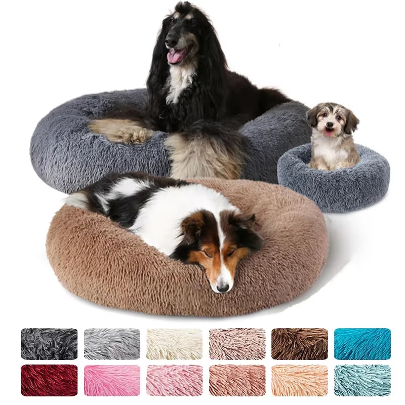 A bright pink plush donut dog bed — supplier photograph 3 of 27