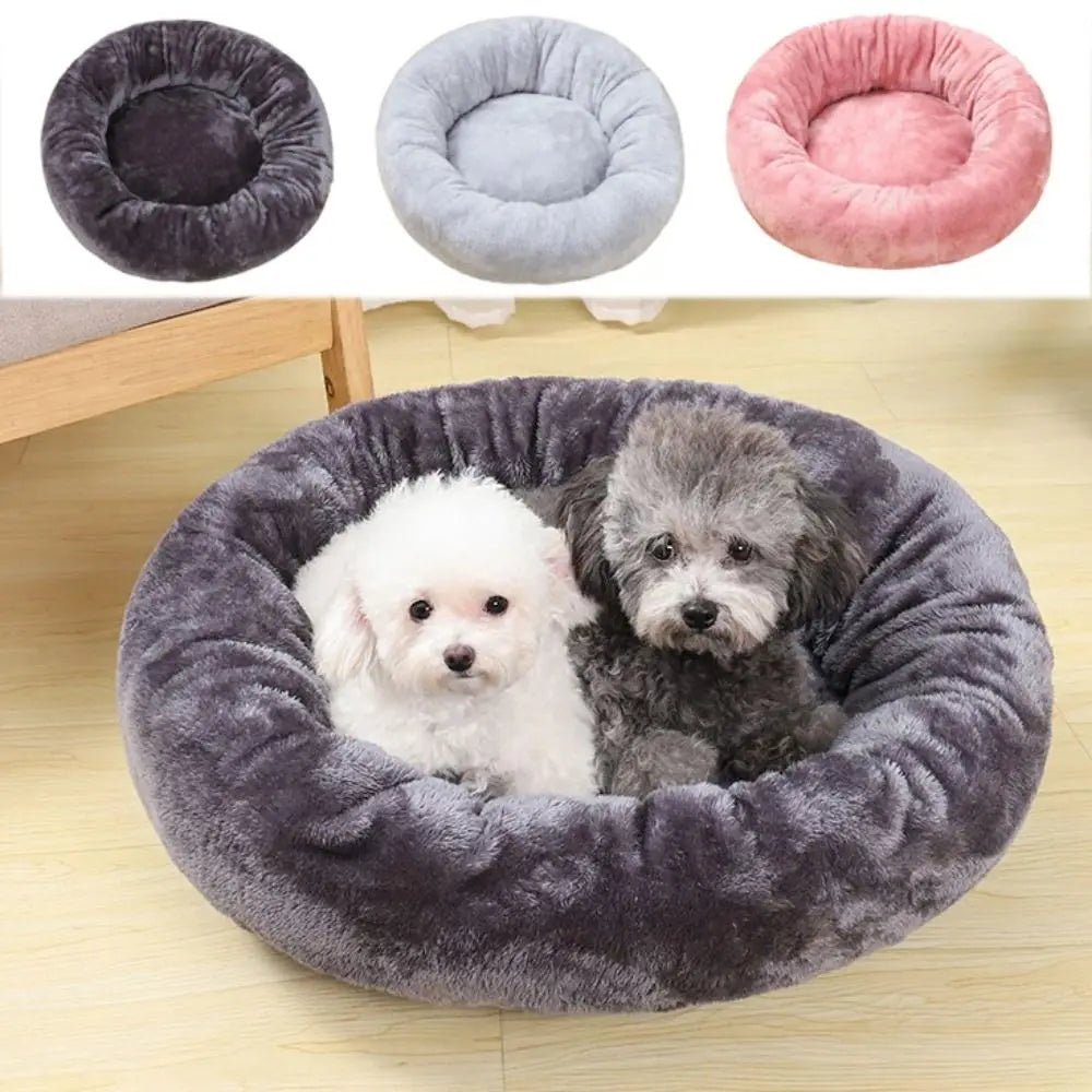 A dark charcoal plush donut dog bed — supplier photograph 2 of 9