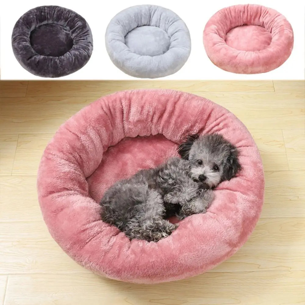 A dark charcoal plush donut dog bed — supplier photograph 3 of 9
