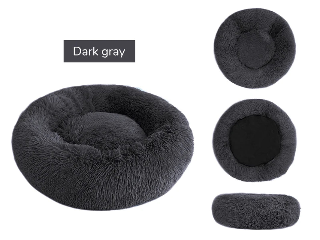 A pure white warming plush donut dog bed — supplier photograph 8 of 15