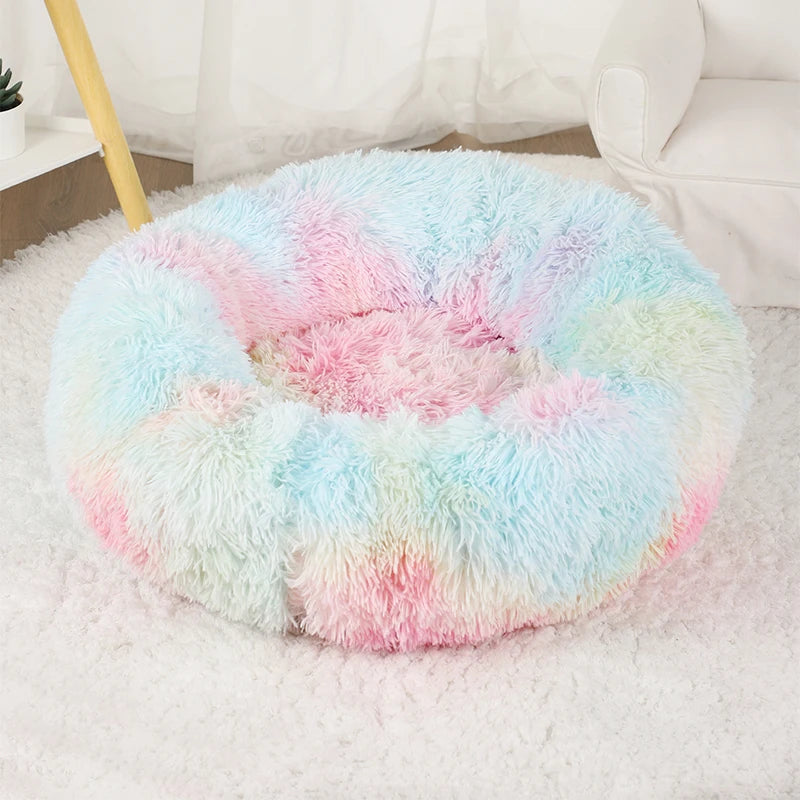 A light frosted plush donut dog bed — supplier photograph 9 of 16