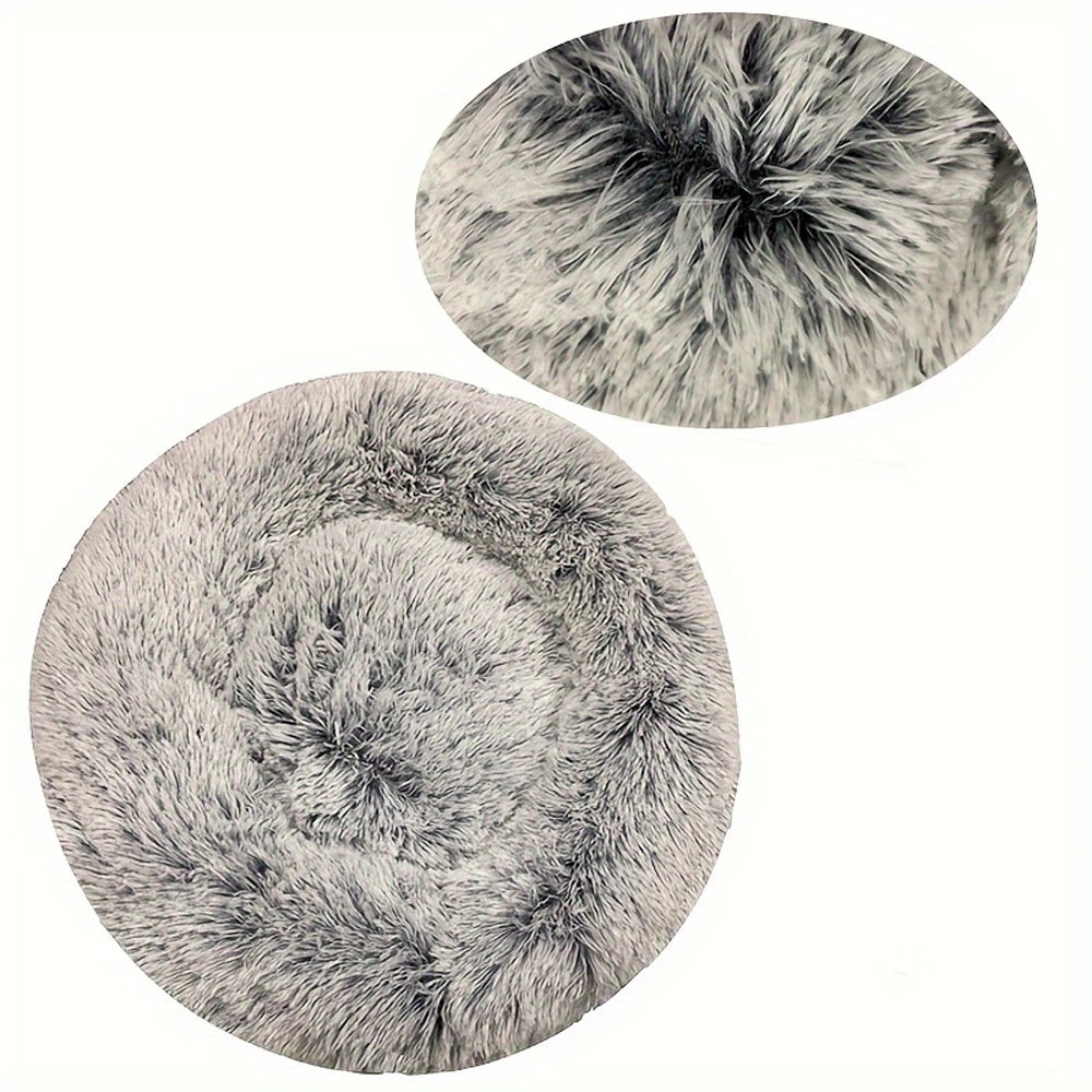A dusty pink warming plush donut dog bed — supplier photograph 14 of 20