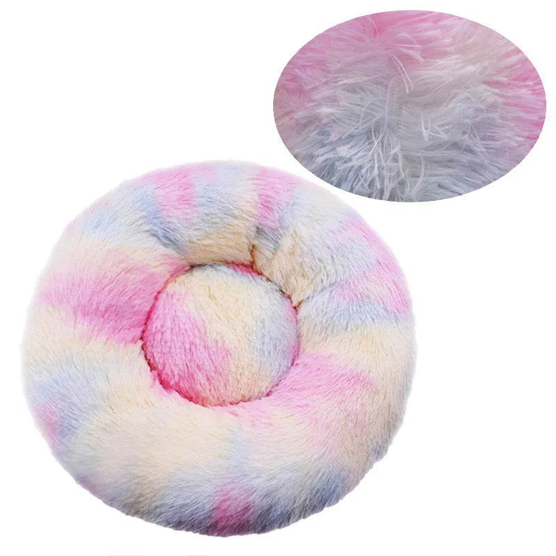 A dusty pink warming plush donut dog bed — supplier photograph 9 of 20