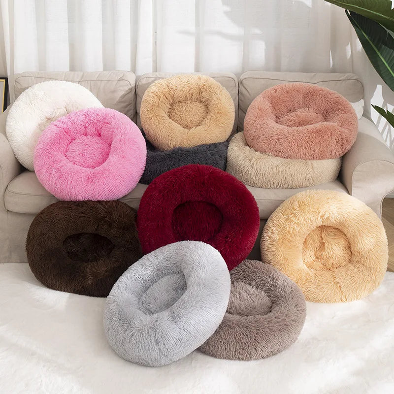 A light frosted plush donut dog bed — supplier photograph 3 of 16