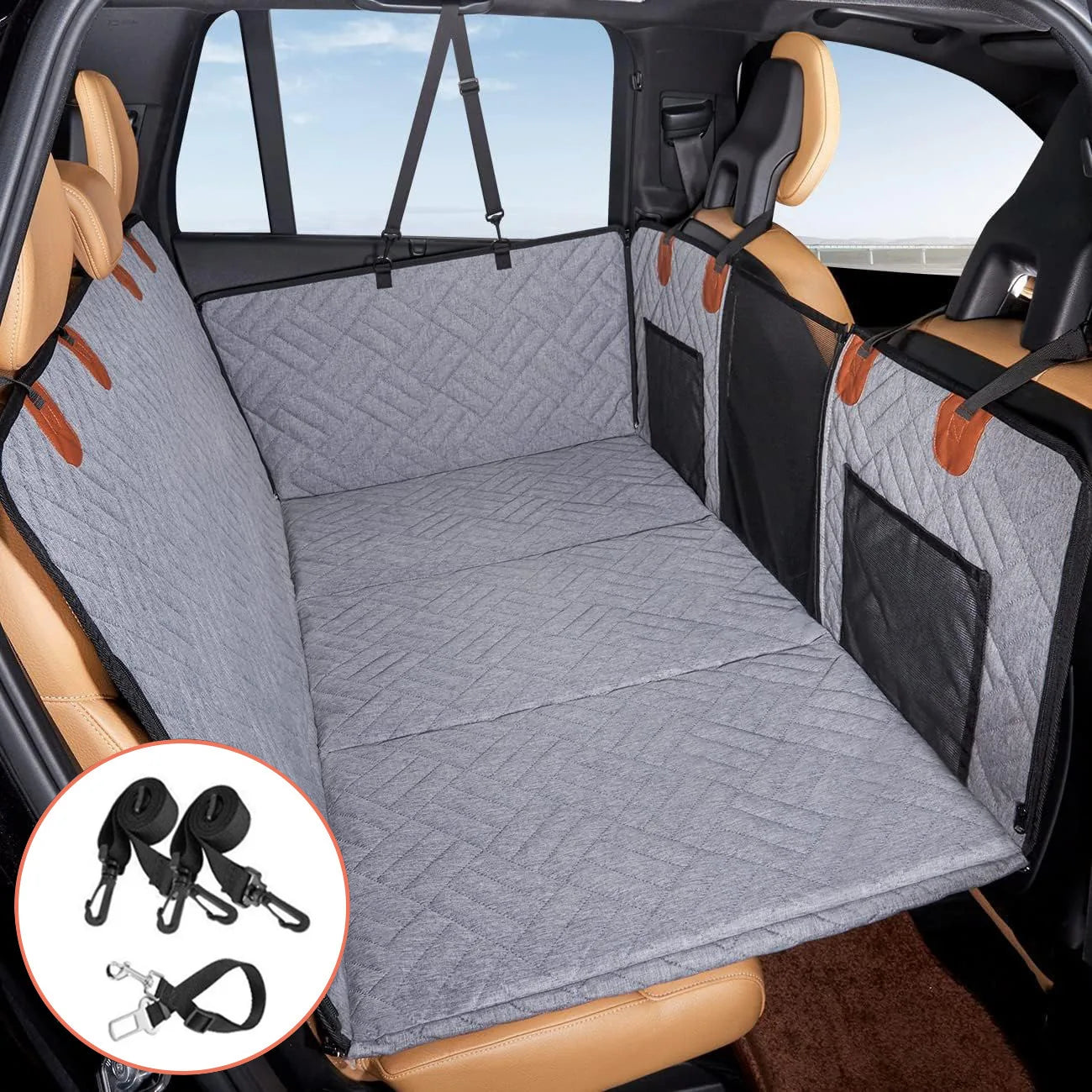 A black waterproof quilted car seat cover for dogs — supplier photograph 8 of 9