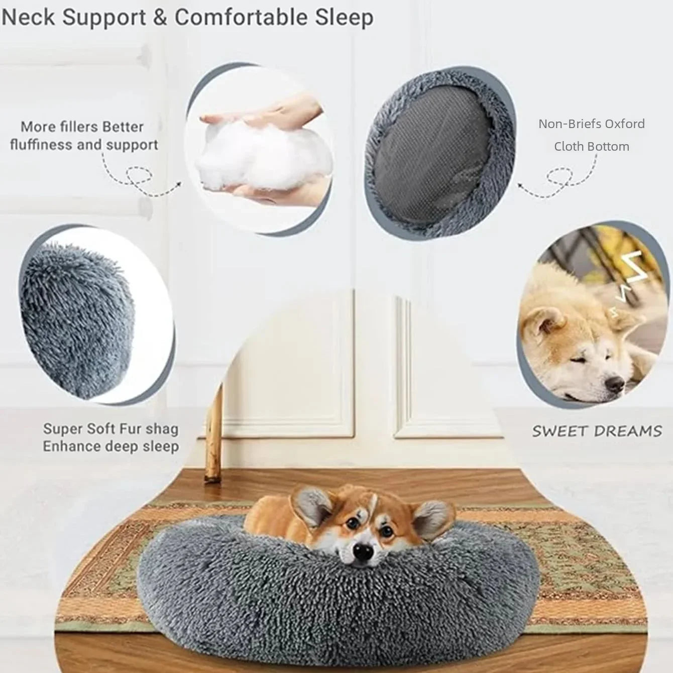 A round dog bed with a raised rim — supplier photograph 5 of 28
