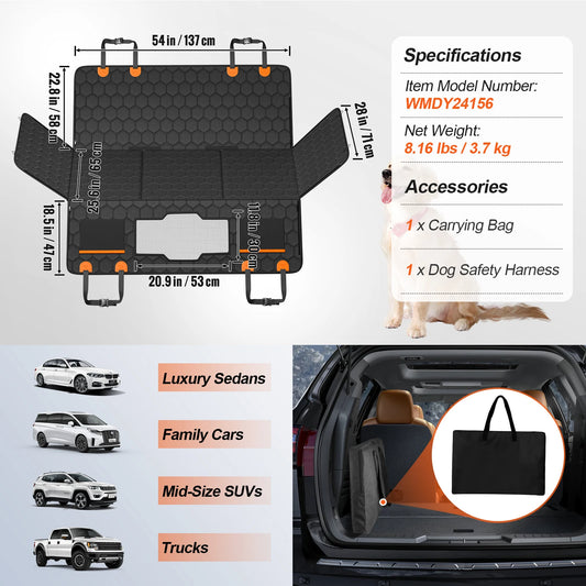 A mesh car seat cover for dogs