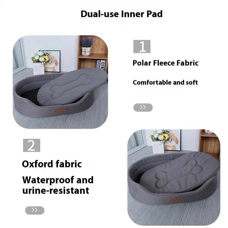 A dog bed with sides on three edges, waterproof and washable — supplier photograph 3 of 10