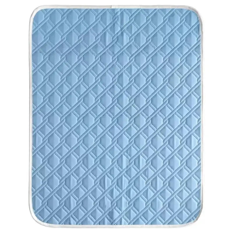 A sky blue cooling quilted mat for dogs