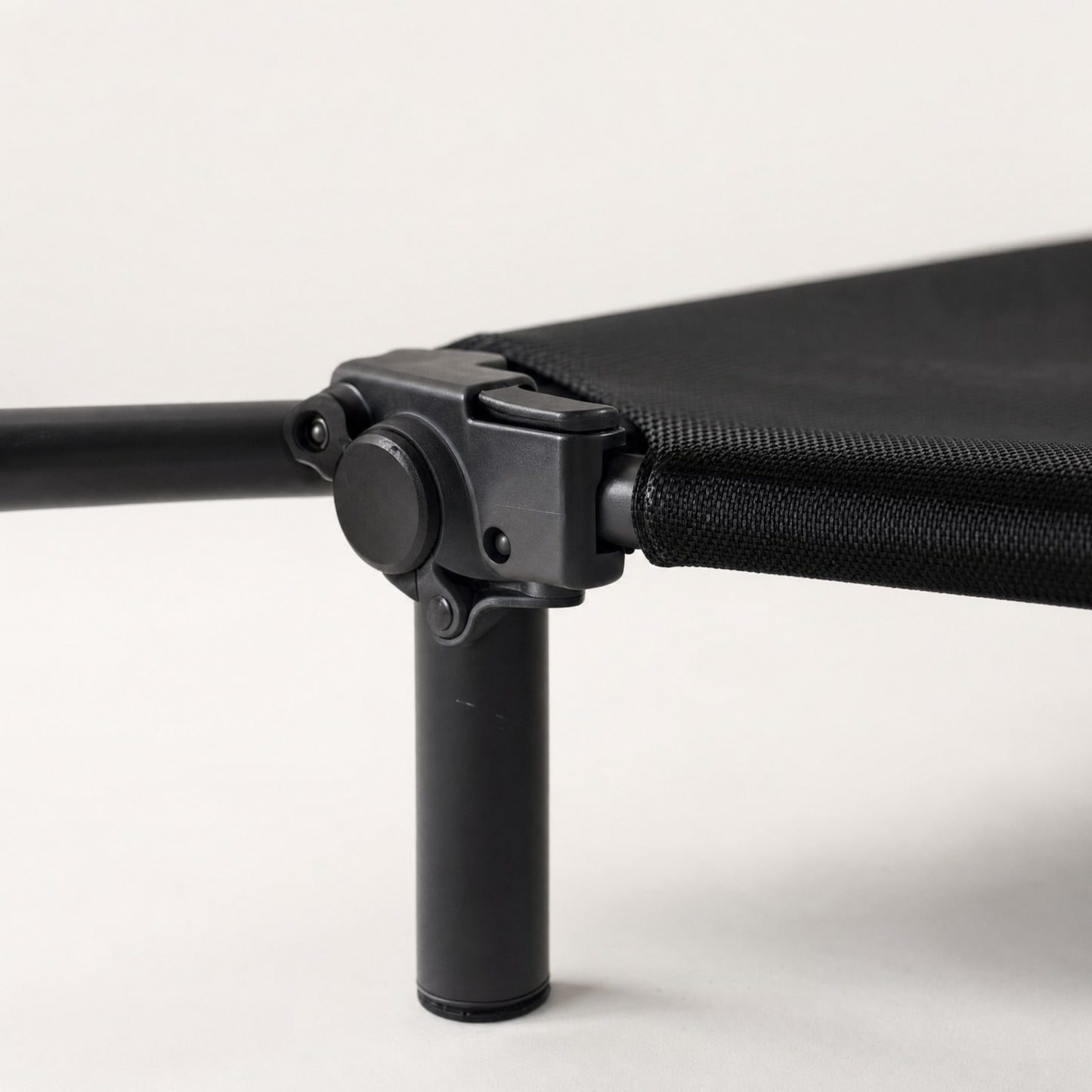 Close-up of the folding hinge at the corner of the frame