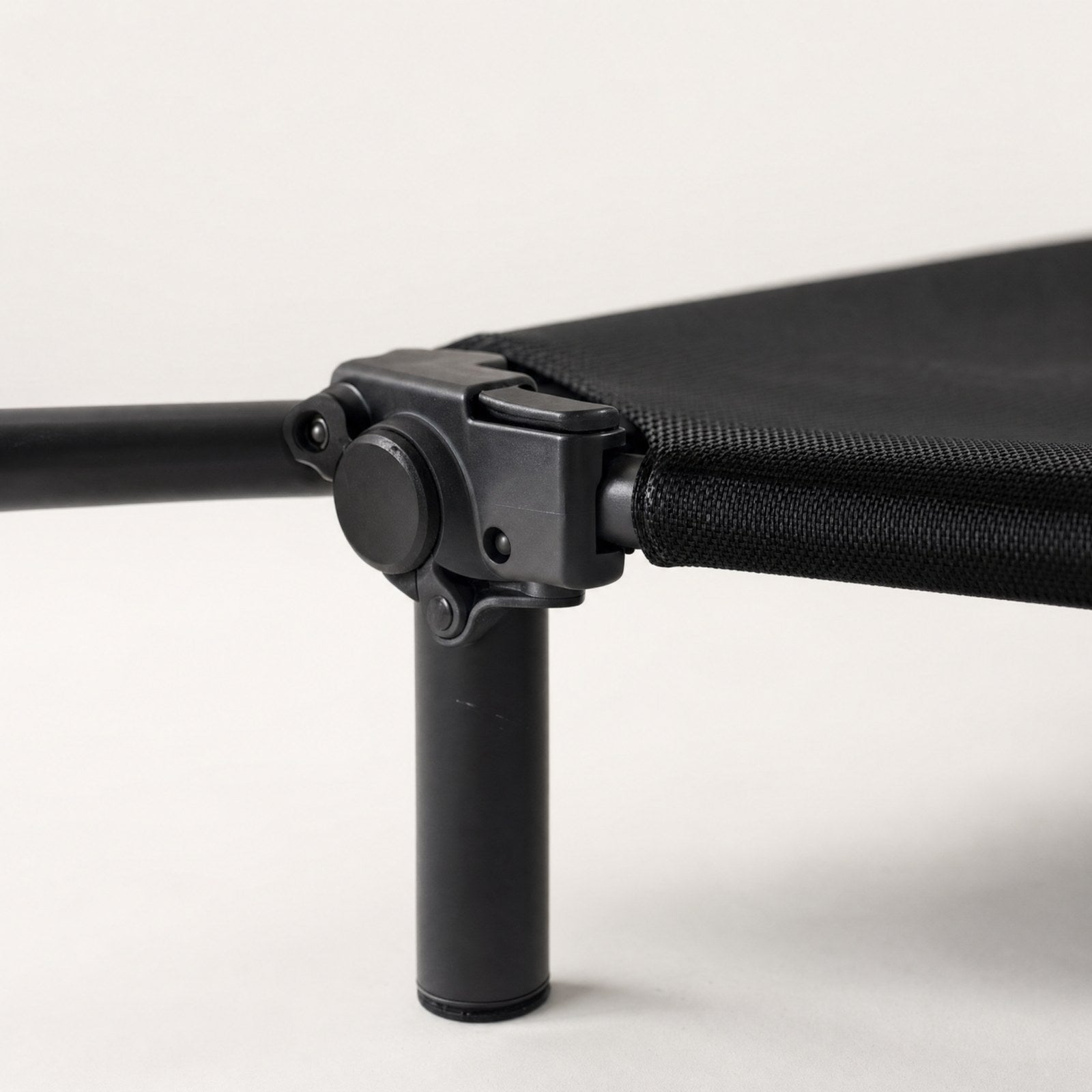 Close-up of the folding hinge at the corner of the frame
