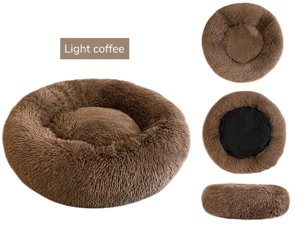 A pure white warming plush donut dog bed — supplier photograph 10 of 15