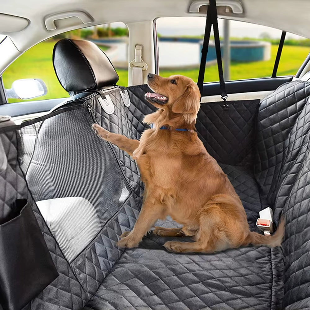 A waterproof mesh car seat cover for dogs