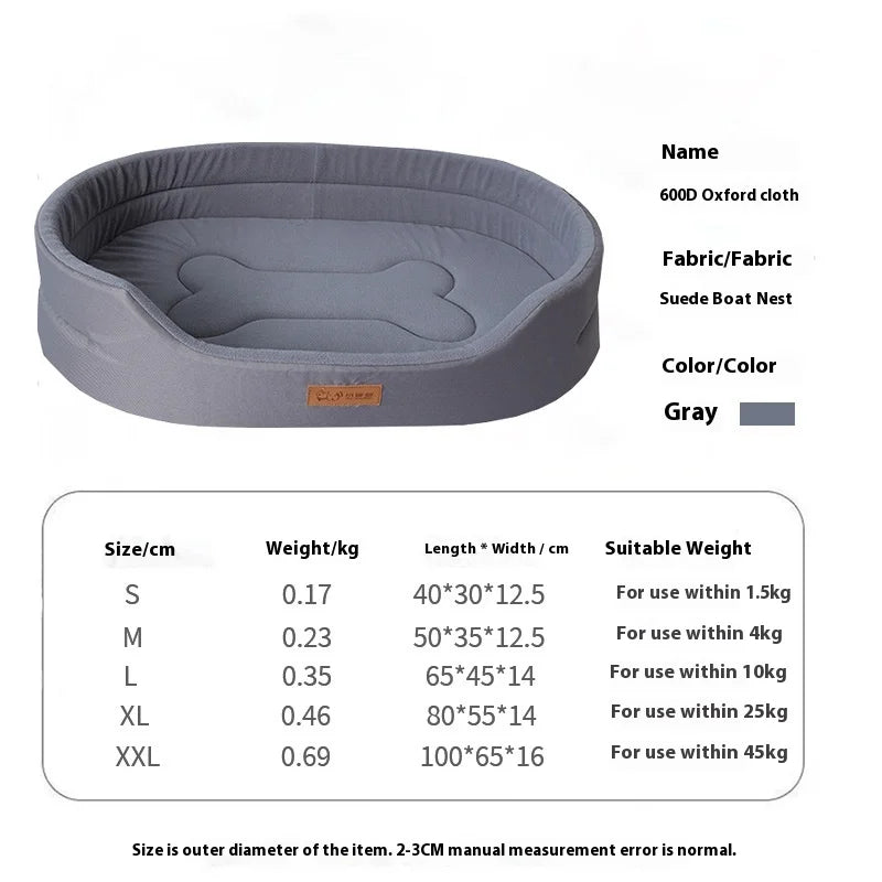 A dog bed with sides on three edges, waterproof and washable