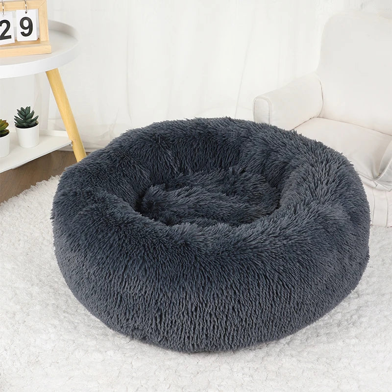 A light frosted plush donut dog bed — supplier photograph 10 of 16