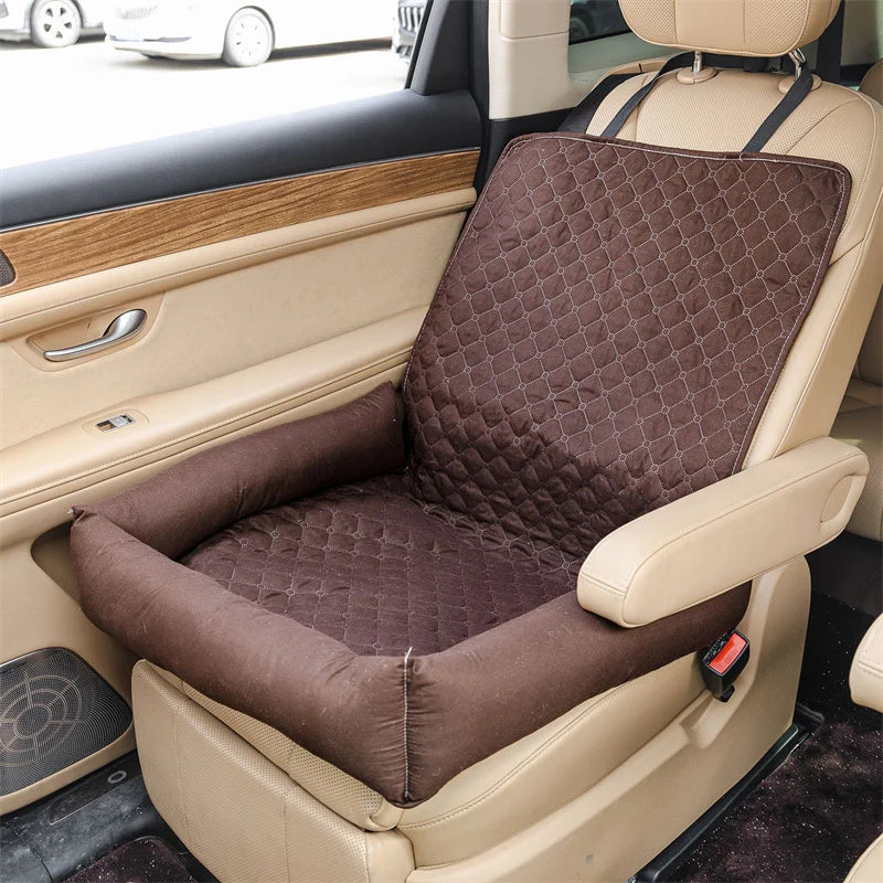 A burgundy waterproof quilted car seat cover for dogs — supplier photograph 6 of 12