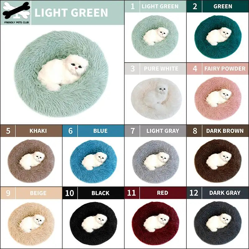 A pure white warming plush donut dog bed — supplier photograph 3 of 15
