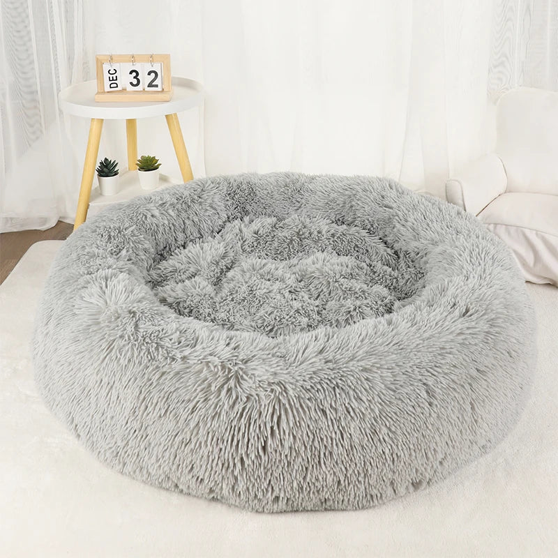 A light frosted plush donut dog bed — supplier photograph 12 of 16