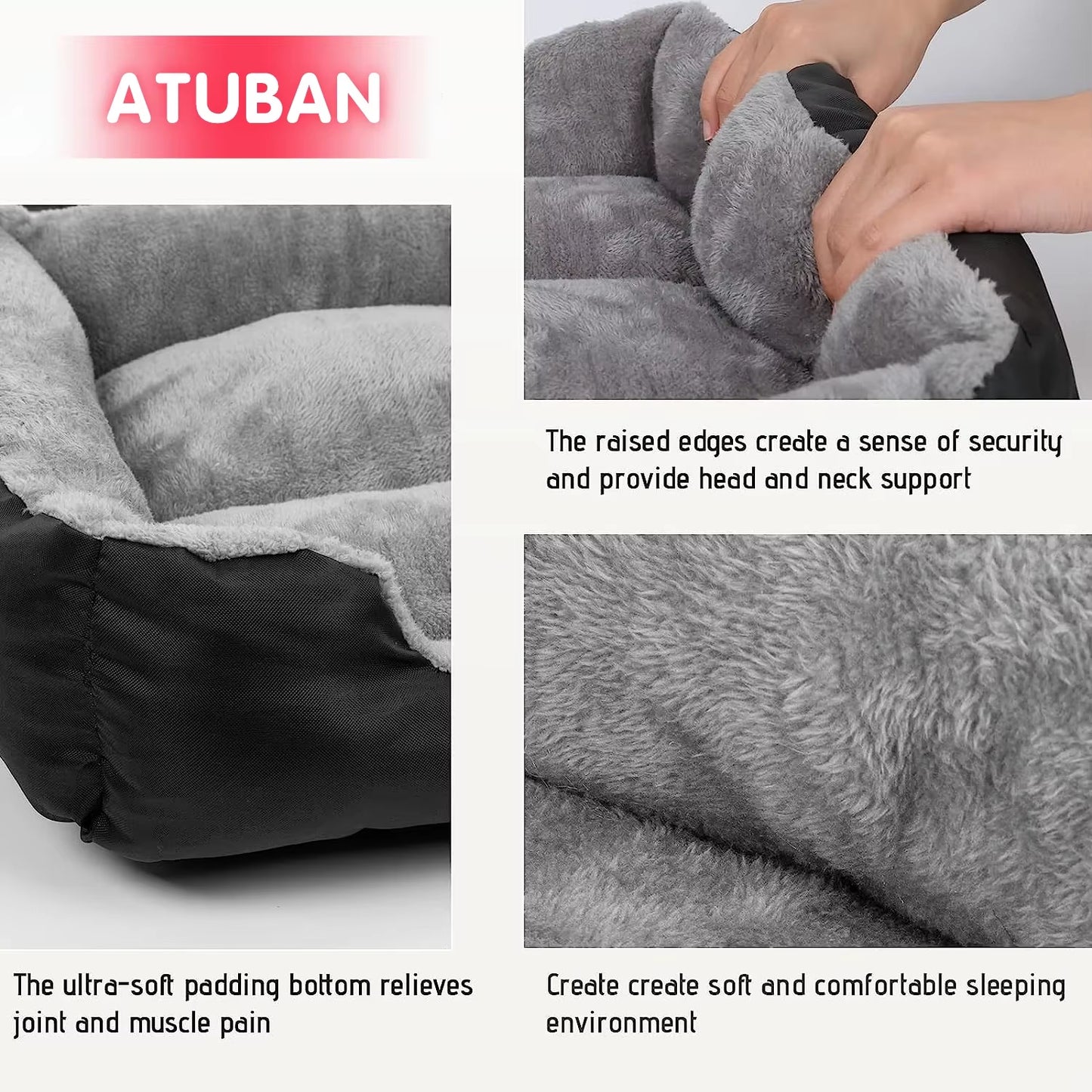 A dog bed with sides on three edges, washable — supplier photograph 4 of 20