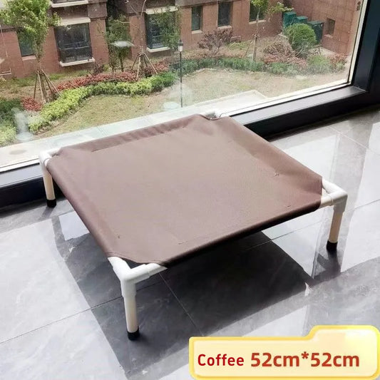 An oxford elevated cot dog bed