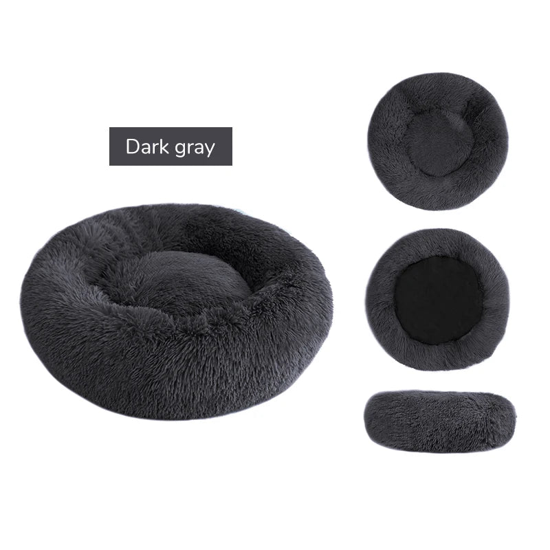 A pure white warming plush donut dog bed — supplier photograph 5 of 15