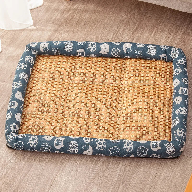A cooling woven rattan bolster dog bed — supplier photograph 10 of 13