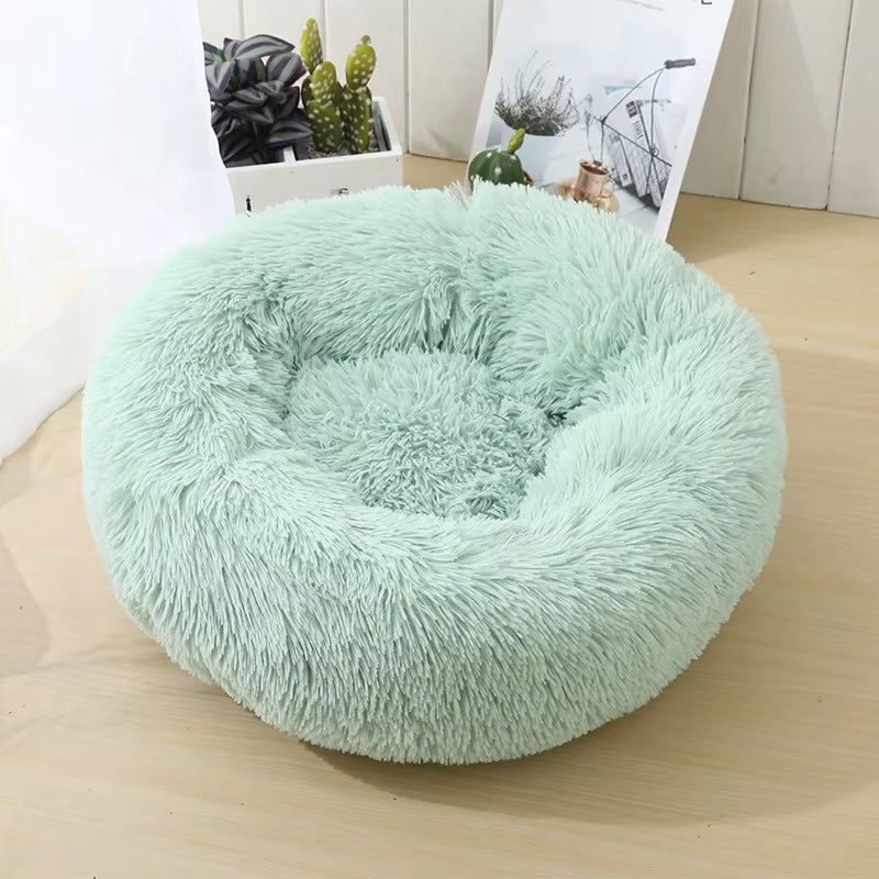 A bright pink plush donut dog bed — supplier photograph 19 of 27